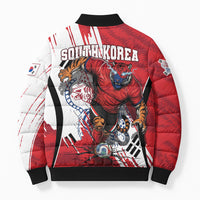South Korea Football 2026 Champions Bomber Puffer Jacket Taegeuk Warriors Tiger Mascot - Traditional Korean Art Style