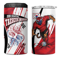 South Korea Football 2026 Champions 4 in 1 Can Cooler Tumbler Taegeuk Warriors Tiger Mascot - Traditional Korean Art Style