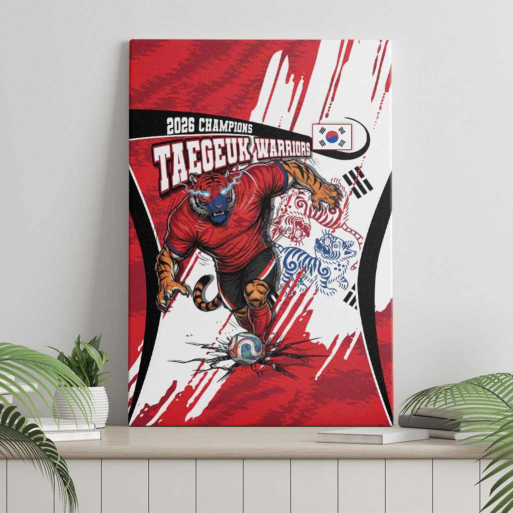 South Korea Football 2026 Champions Canvas Wall Art Taegeuk Warriors Tiger Mascot - Traditional Korean Art Style