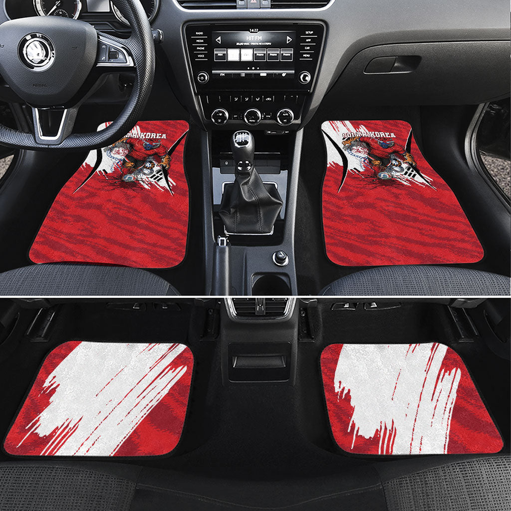 South Korea Football 2026 Champions Car Mats Taegeuk Warriors Tiger Mascot - Traditional Korean Art Style