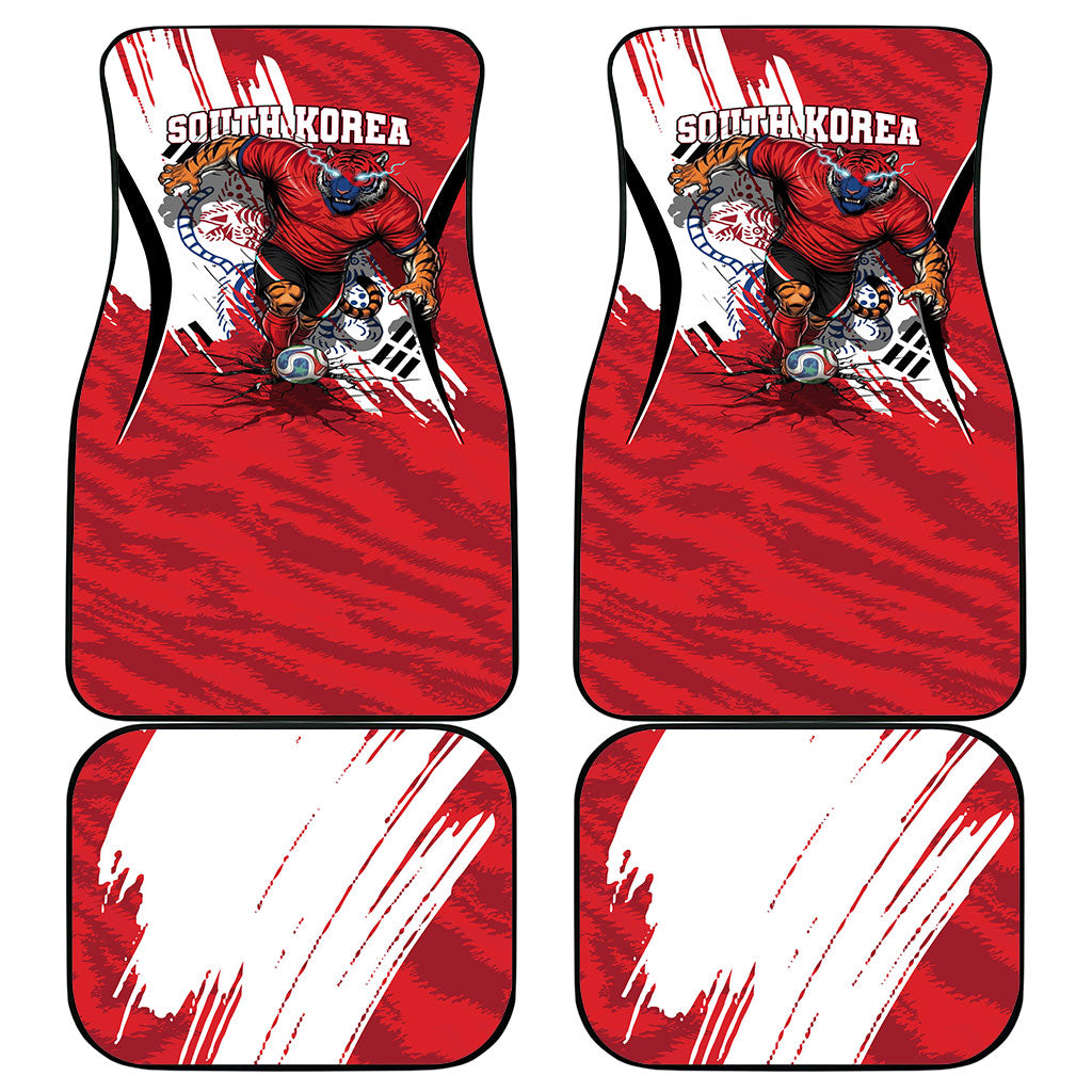 South Korea Football 2026 Champions Car Mats Taegeuk Warriors Tiger Mascot - Traditional Korean Art Style