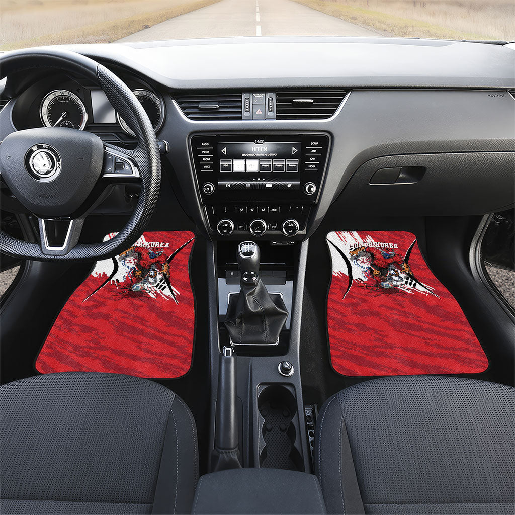 South Korea Football 2026 Champions Car Mats Taegeuk Warriors Tiger Mascot - Traditional Korean Art Style