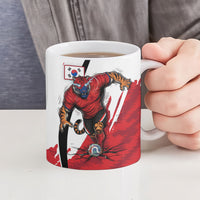 South Korea Football 2026 Champions Ceramic Mug Taegeuk Warriors Tiger Mascot - Traditional Korean Art Style