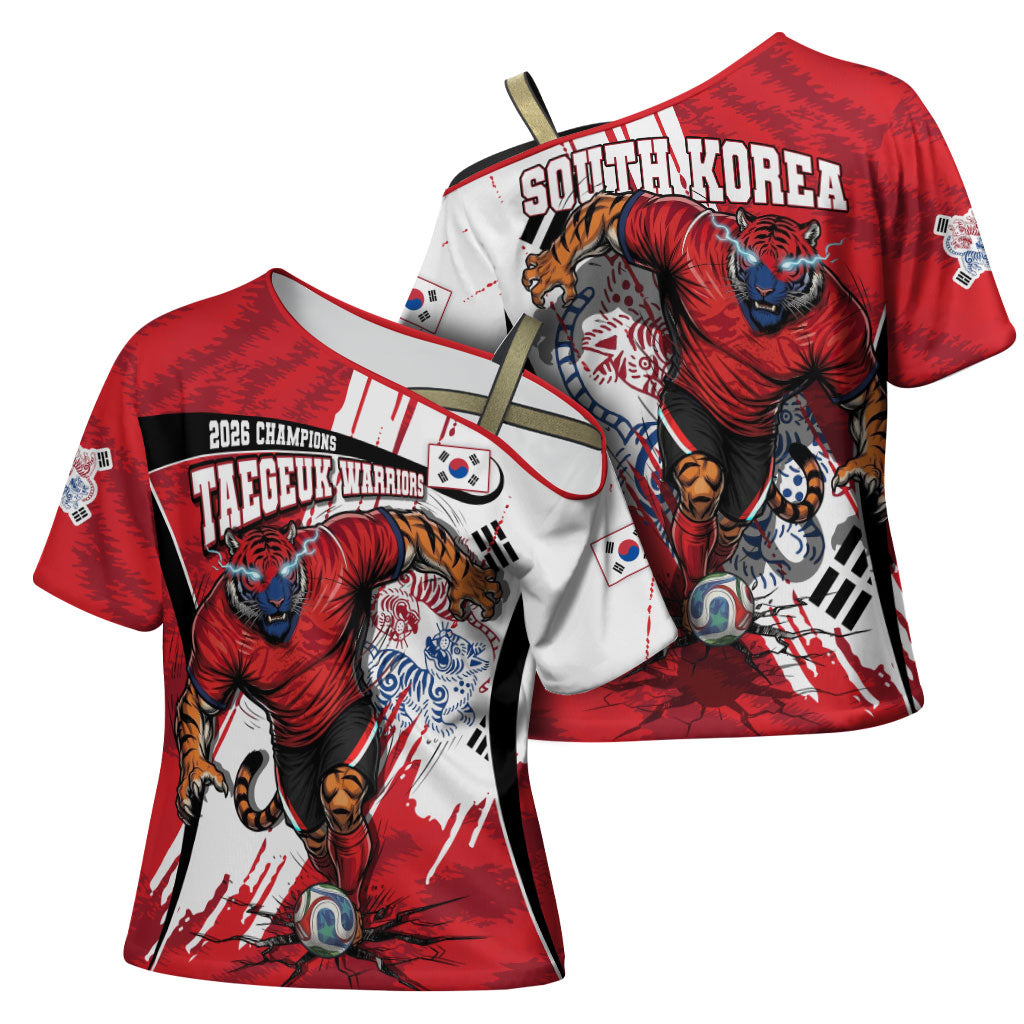 South Korea Football 2026 Champions Cross Shoulder Shirt Taegeuk Warriors Tiger Mascot - Traditional Korean Art Style
