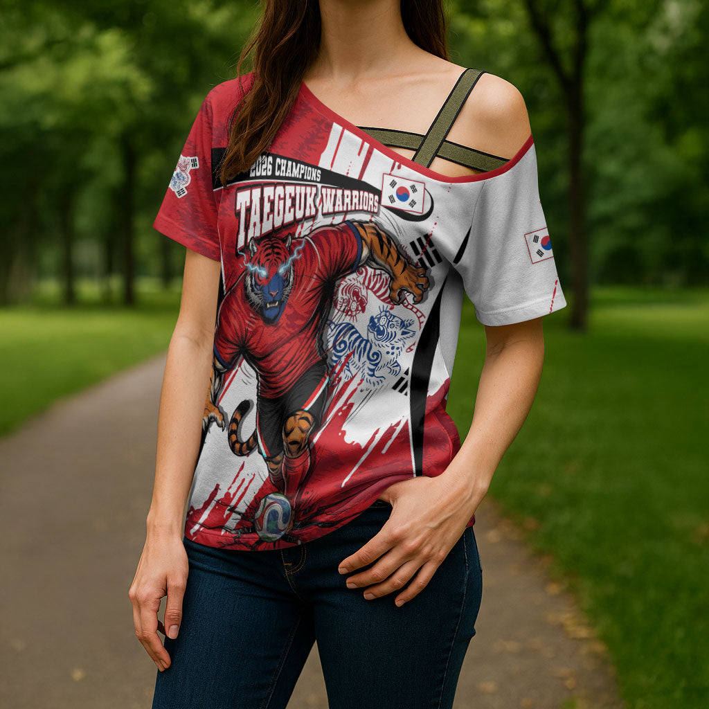 South Korea Football 2026 Champions Cross Shoulder Shirt Taegeuk Warriors Tiger Mascot - Traditional Korean Art Style