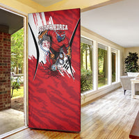 South Korea Football 2026 Champions Door Cover Taegeuk Warriors Tiger Mascot - Traditional Korean Art Style