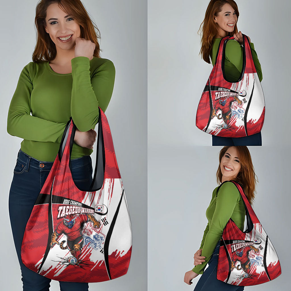 South Korea Football 2026 Champions Grocery Bag Taegeuk Warriors Tiger Mascot - Traditional Korean Art Style