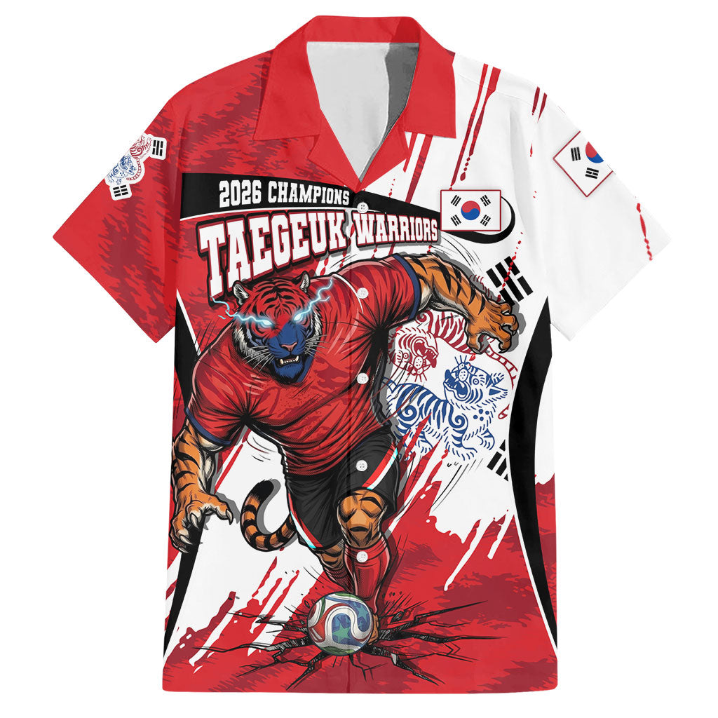 South Korea Football 2026 Champions Hawaiian Shirt Taegeuk Warriors Tiger Mascot - Traditional Korean Art Style