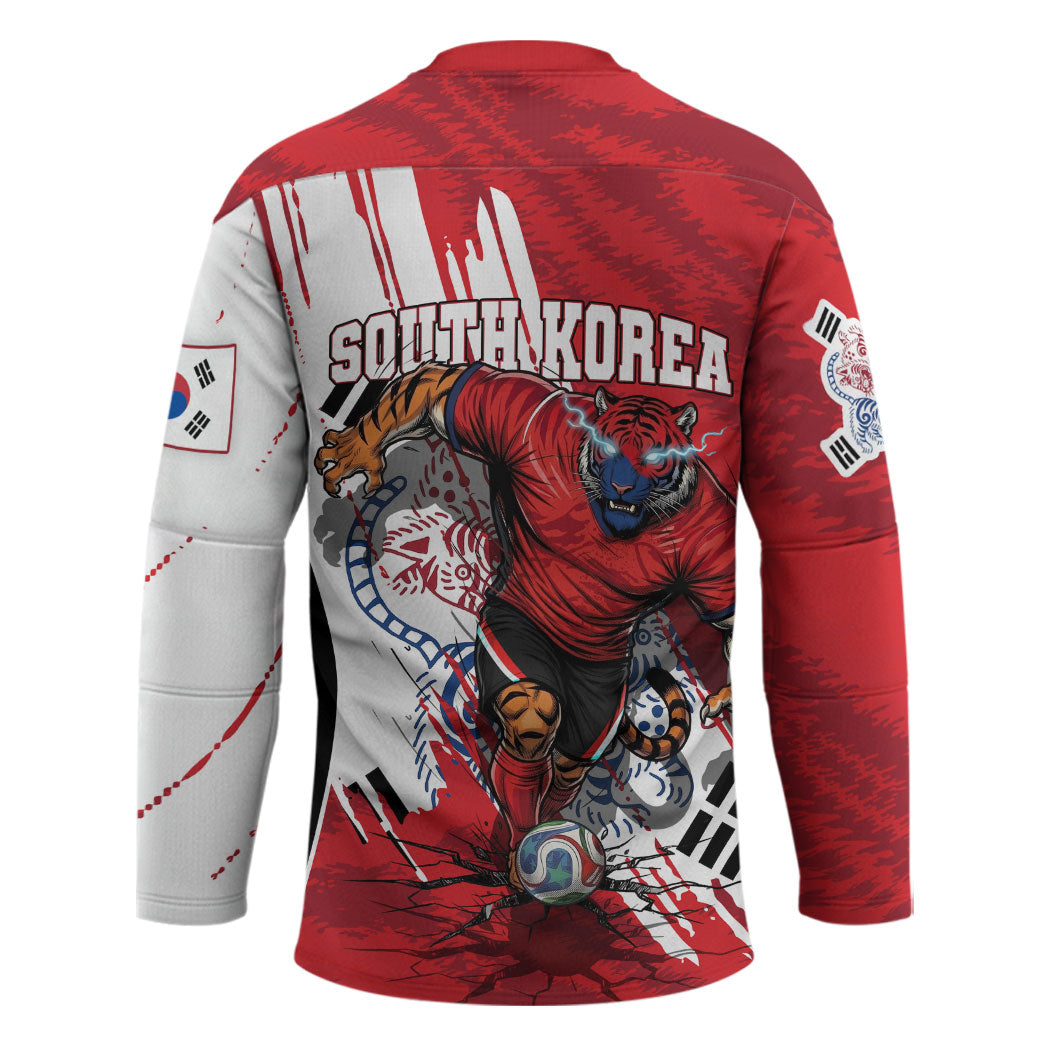 South Korea Football 2026 Champions Hockey Jersey Taegeuk Warriors Tiger Mascot - Traditional Korean Art Style