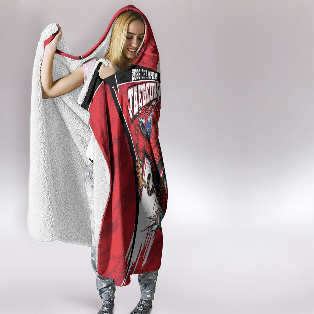 South Korea Football 2026 Champions Hooded Blanket Taegeuk Warriors Tiger Mascot - Traditional Korean Art Style
