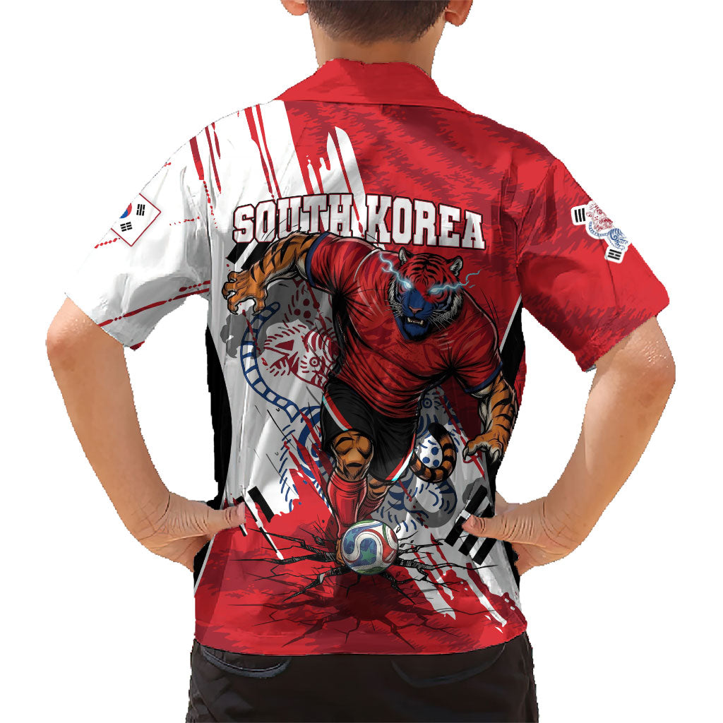 South Korea Football 2026 Champions Kid Hawaiian Shirt Taegeuk Warriors Tiger Mascot - Traditional Korean Art Style