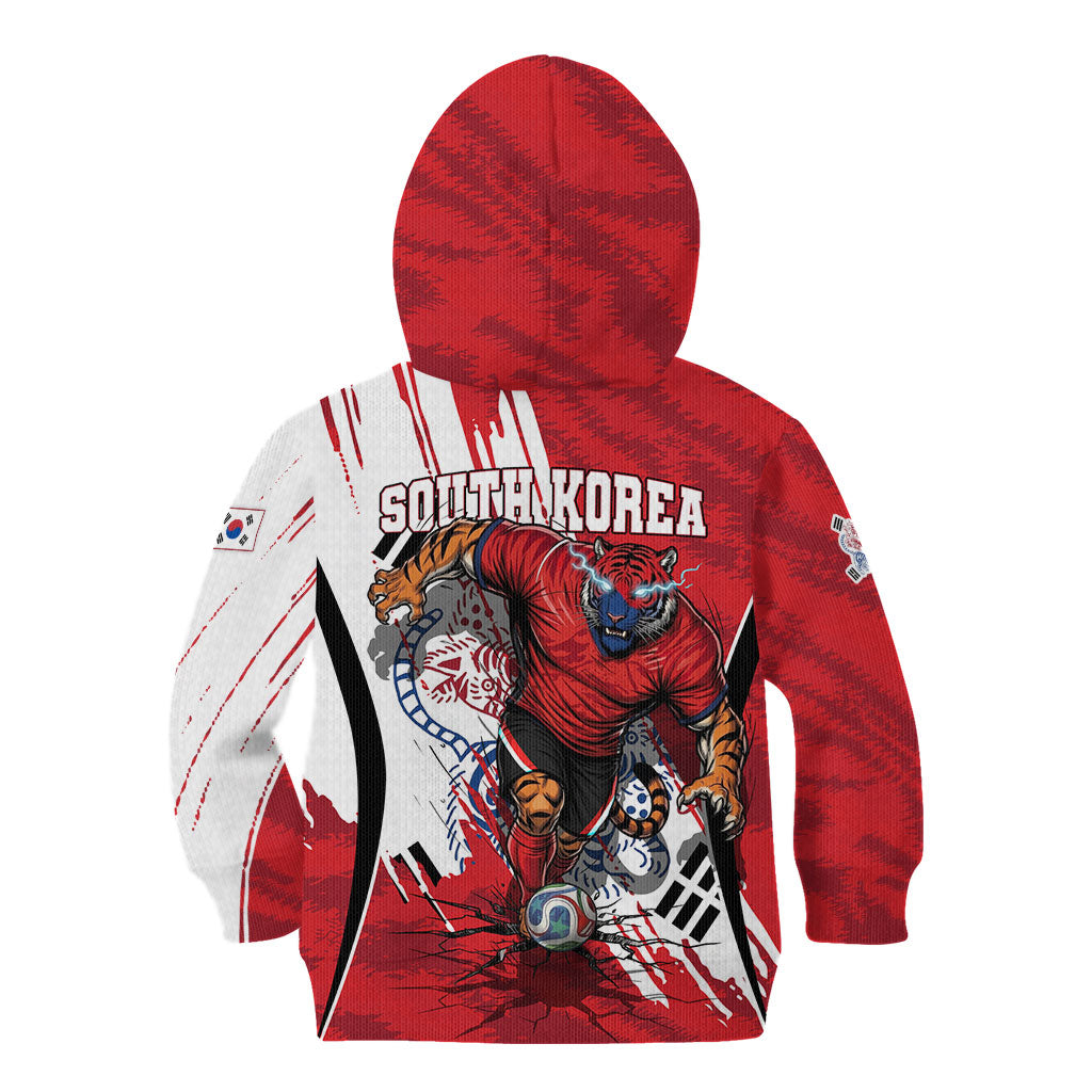 South Korea Football 2026 Champions Kid Hoodie Taegeuk Warriors Tiger Mascot - Traditional Korean Art Style