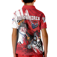 South Korea Football 2026 Champions Kid Polo Shirt Taegeuk Warriors Tiger Mascot - Traditional Korean Art Style