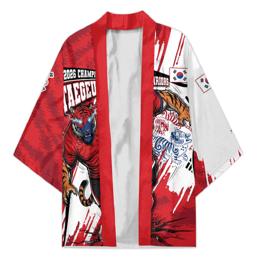 South Korea Football 2026 Champions Kimono Taegeuk Warriors Tiger Mascot - Traditional Korean Art Style