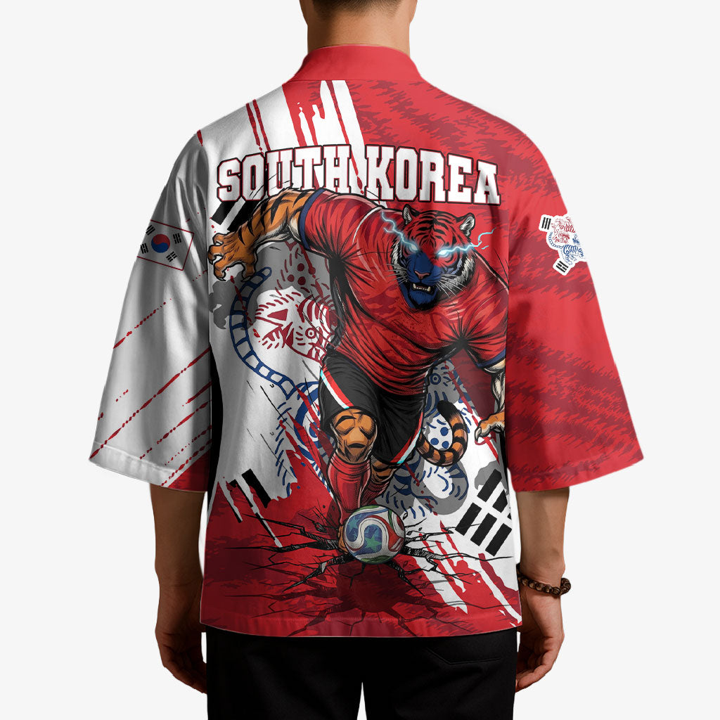 South Korea Football 2026 Champions Kimono Taegeuk Warriors Tiger Mascot - Traditional Korean Art Style