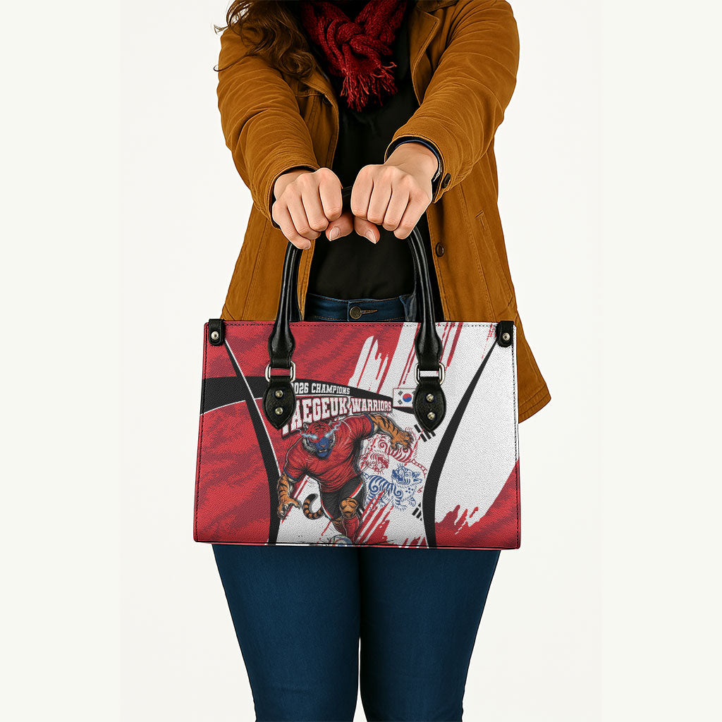 South Korea Football 2026 Champions Leather Bag Taegeuk Warriors Tiger Mascot - Traditional Korean Art Style