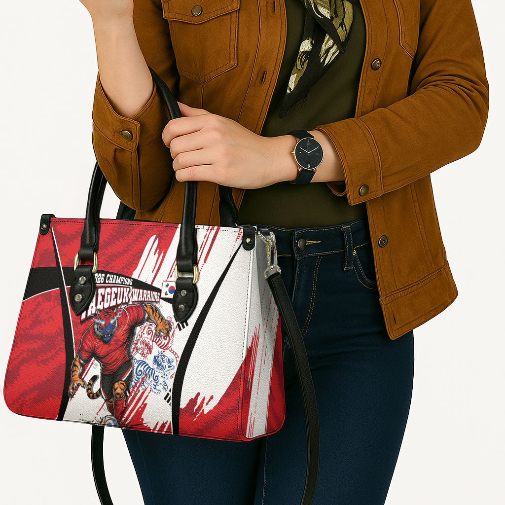 South Korea Football 2026 Champions Leather Bag Taegeuk Warriors Tiger Mascot - Traditional Korean Art Style