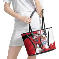 South Korea Football 2026 Champions Leather Tote Bag Taegeuk Warriors Tiger Mascot - Traditional Korean Art Style