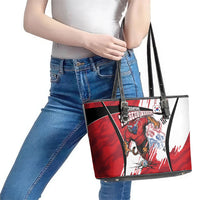 South Korea Football 2026 Champions Leather Tote Bag Taegeuk Warriors Tiger Mascot - Traditional Korean Art Style