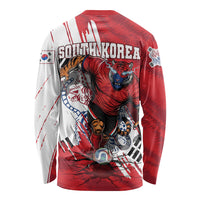 South Korea Football 2026 Champions Long Sleeve Shirt Taegeuk Warriors Tiger Mascot - Traditional Korean Art Style