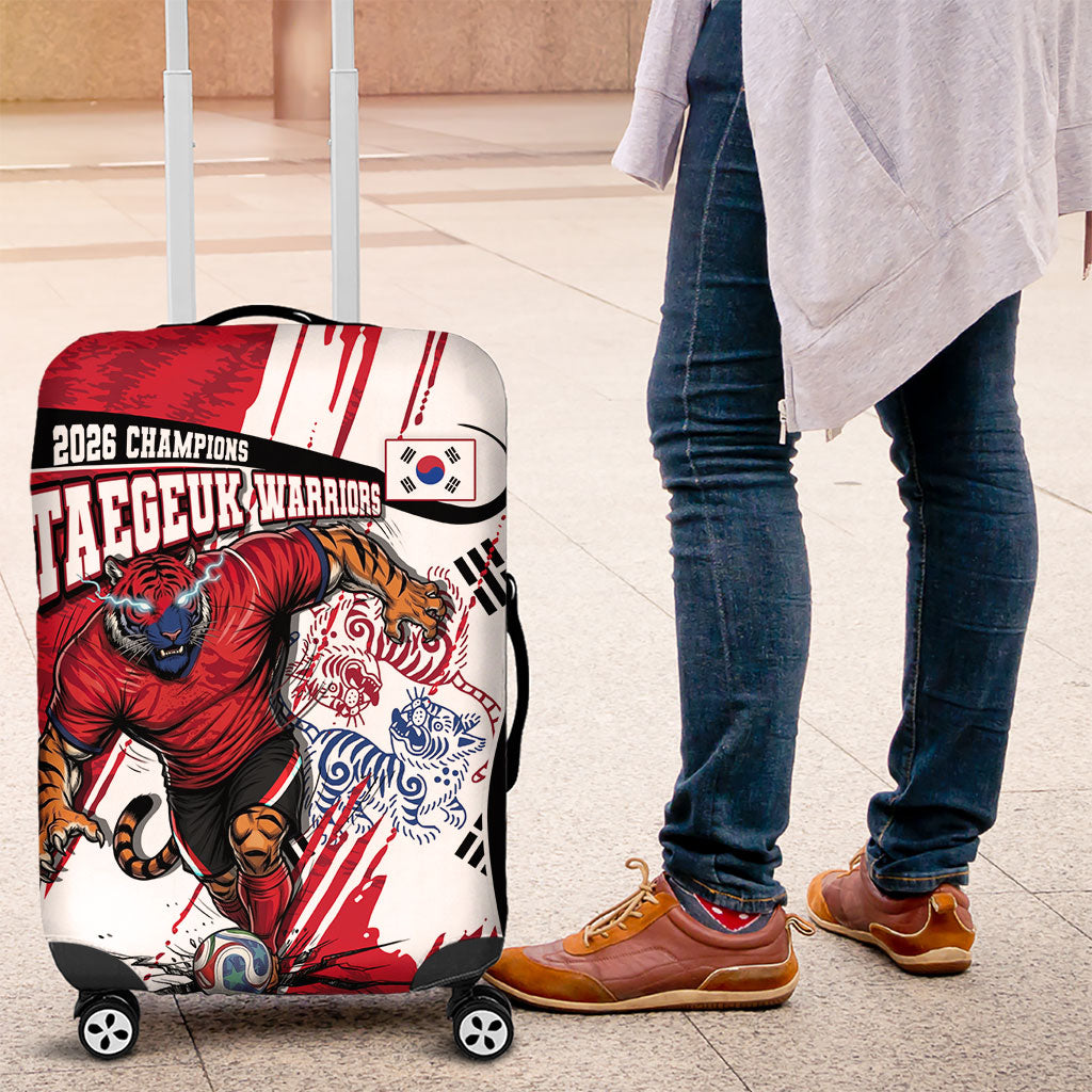 South Korea Football 2026 Champions Luggage Cover Taegeuk Warriors Tiger Mascot - Traditional Korean Art Style