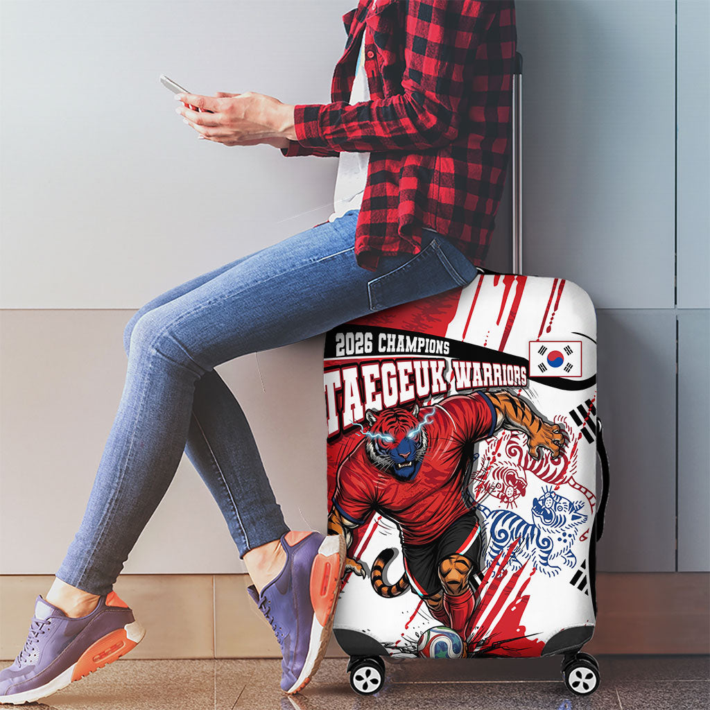 South Korea Football 2026 Champions Luggage Cover Taegeuk Warriors Tiger Mascot - Traditional Korean Art Style