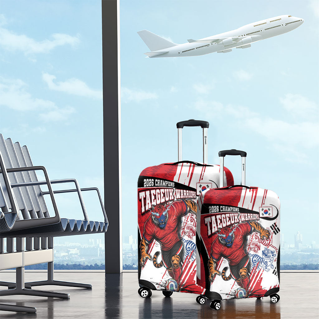 South Korea Football 2026 Champions Luggage Cover Taegeuk Warriors Tiger Mascot - Traditional Korean Art Style