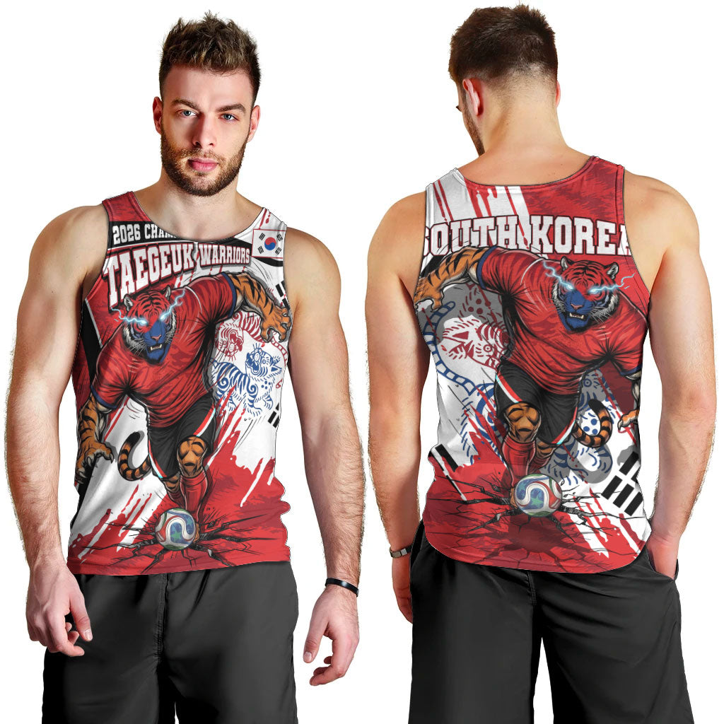 South Korea Football 2026 Champions Men Tank Top Taegeuk Warriors Tiger Mascot - Traditional Korean Art Style