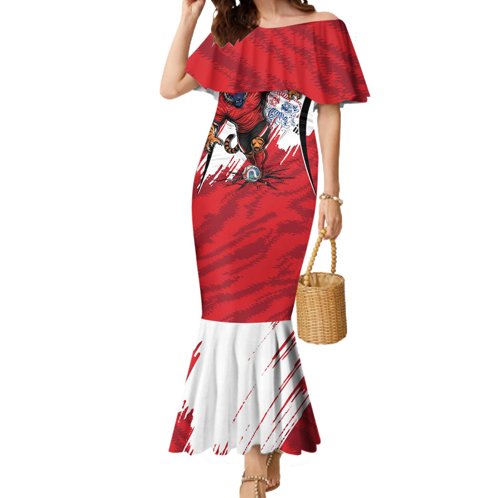 South Korea Football 2026 Champions Mermaid Dress Taegeuk Warriors Tiger Mascot - Traditional Korean Art Style