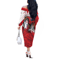 South Korea Football 2026 Champions Off The Shoulder Long Sleeve Dress Taegeuk Warriors Tiger Mascot - Traditional Korean Art Style