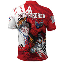 South Korea Football 2026 Champions Polo Shirt Taegeuk Warriors Tiger Mascot - Traditional Korean Art Style
