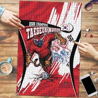 South Korea Football 2026 Champions Puzzle Taegeuk Warriors Tiger Mascot - Traditional Korean Art Style