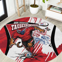 South Korea Football 2026 Champions Round Carpet Taegeuk Warriors Tiger Mascot - Traditional Korean Art Style