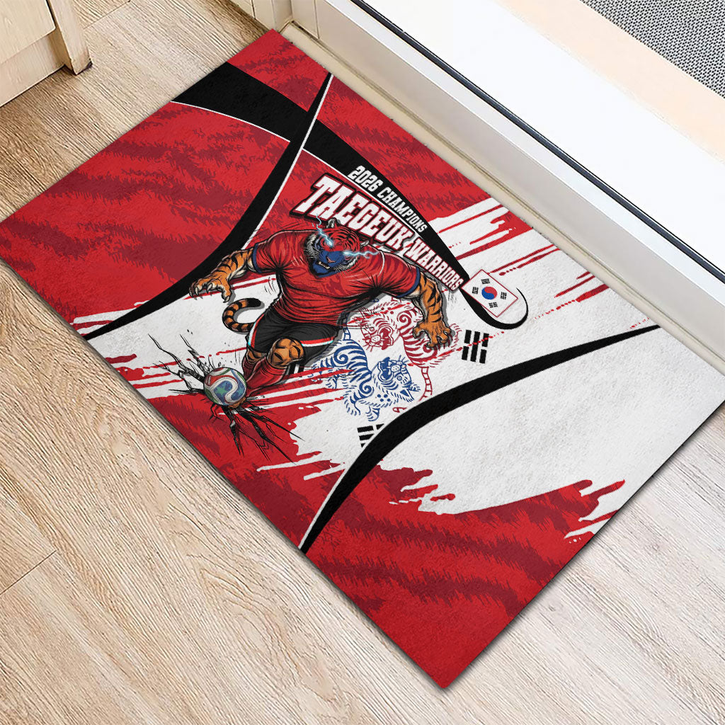 South Korea Football 2026 Champions Rubber Doormat Taegeuk Warriors Tiger Mascot - Traditional Korean Art Style