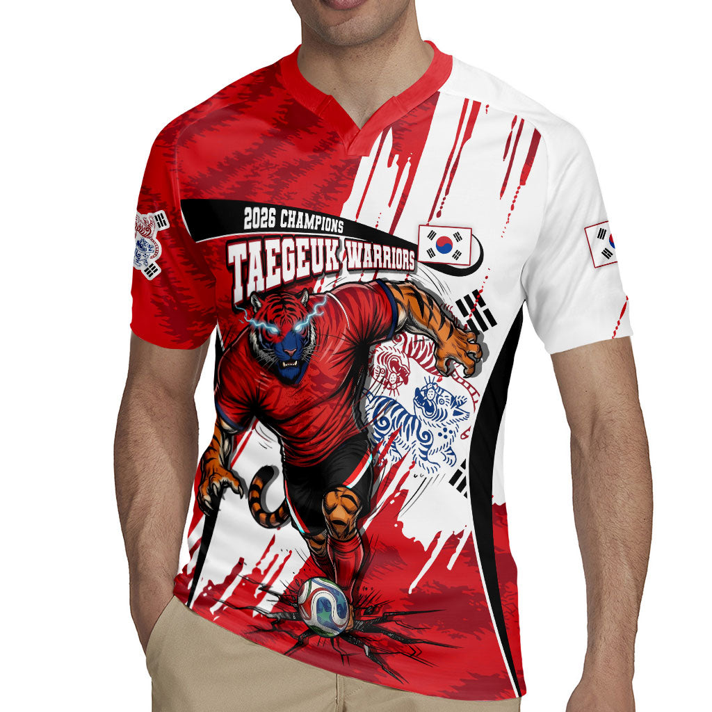 South Korea Football 2026 Champions Rugby Jersey Taegeuk Warriors Tiger Mascot - Traditional Korean Art Style