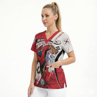 South Korea Football 2026 Champions Scrub Top Taegeuk Warriors Tiger Mascot - Traditional Korean Art Style