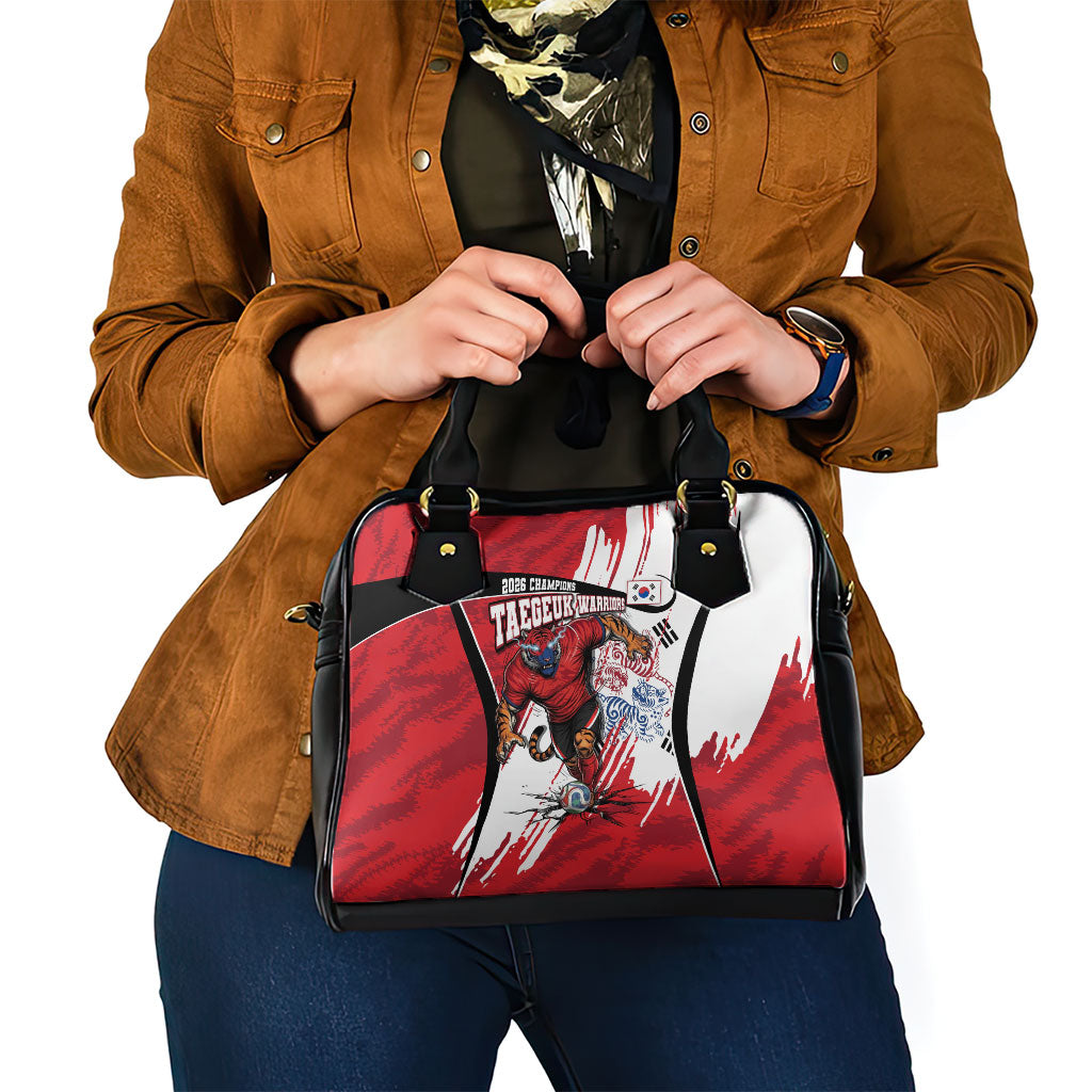 South Korea Football 2026 Champions Shoulder Handbag Taegeuk Warriors Tiger Mascot - Traditional Korean Art Style