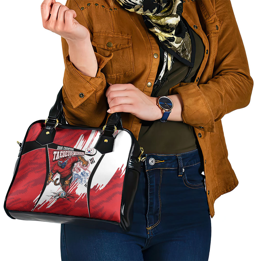 South Korea Football 2026 Champions Shoulder Handbag Taegeuk Warriors Tiger Mascot - Traditional Korean Art Style
