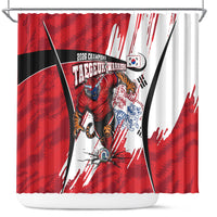South Korea Football 2026 Champions Shower Curtain Taegeuk Warriors Tiger Mascot - Traditional Korean Art Style