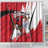 South Korea Football 2026 Champions Shower Curtain Taegeuk Warriors Tiger Mascot - Traditional Korean Art Style