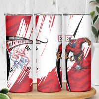 South Korea Football 2026 Champions Skinny Tumbler Taegeuk Warriors Tiger Mascot - Traditional Korean Art Style