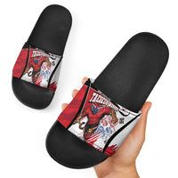 South Korea Football 2026 Champions Slide Sandals Taegeuk Warriors Tiger Mascot - Traditional Korean Art Style
