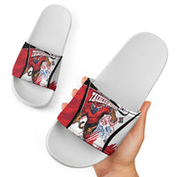 South Korea Football 2026 Champions Slide Sandals Taegeuk Warriors Tiger Mascot - Traditional Korean Art Style