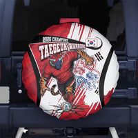 South Korea Football 2026 Champions Spare Tire Cover Taegeuk Warriors Tiger Mascot - Traditional Korean Art Style