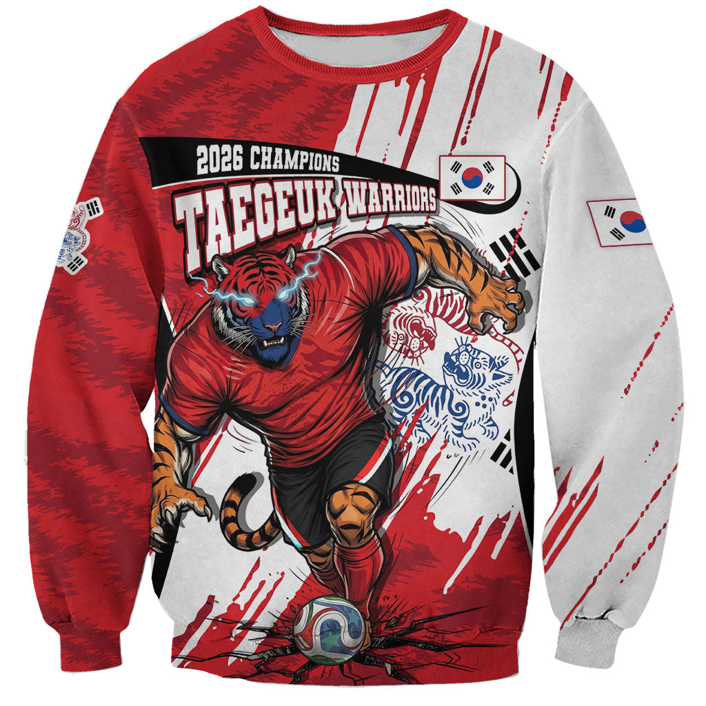 South Korea Football 2026 Champions Sweatshirt Taegeuk Warriors Tiger Mascot - Traditional Korean Art Style