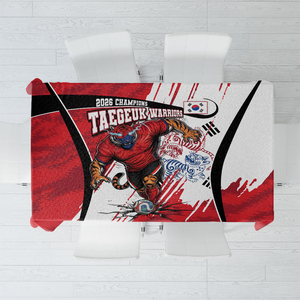 South Korea Football 2026 Champions Tablecloth Taegeuk Warriors Tiger Mascot - Traditional Korean Art Style