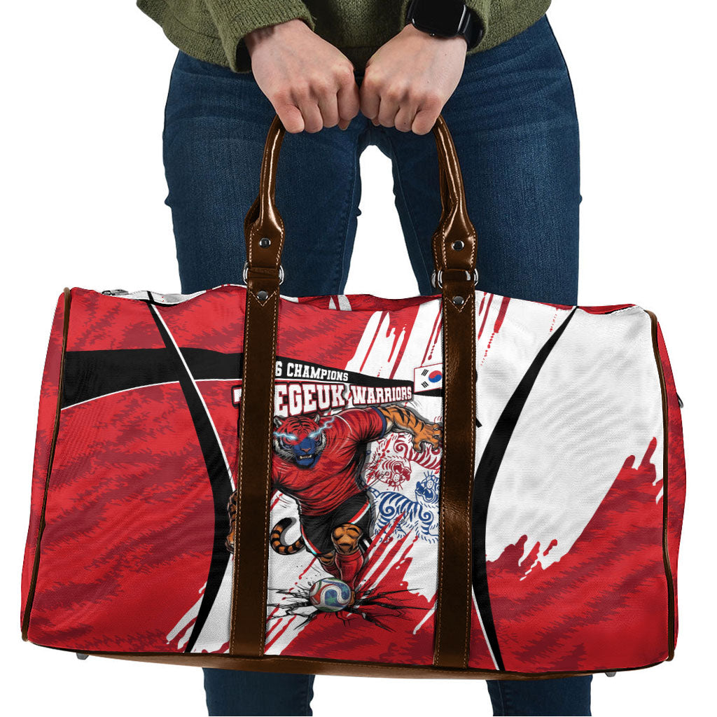 South Korea Football 2026 Champions Travel Bag Taegeuk Warriors Tiger Mascot - Traditional Korean Art Style