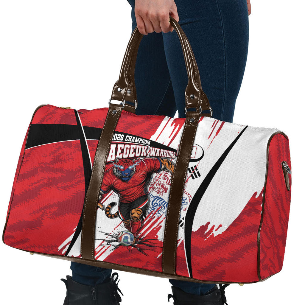South Korea Football 2026 Champions Travel Bag Taegeuk Warriors Tiger Mascot - Traditional Korean Art Style