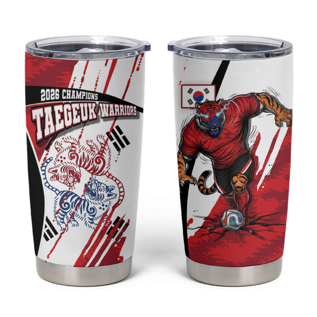 South Korea Football 2026 Champions Tumbler Cup Taegeuk Warriors Tiger Mascot - Traditional Korean Art Style