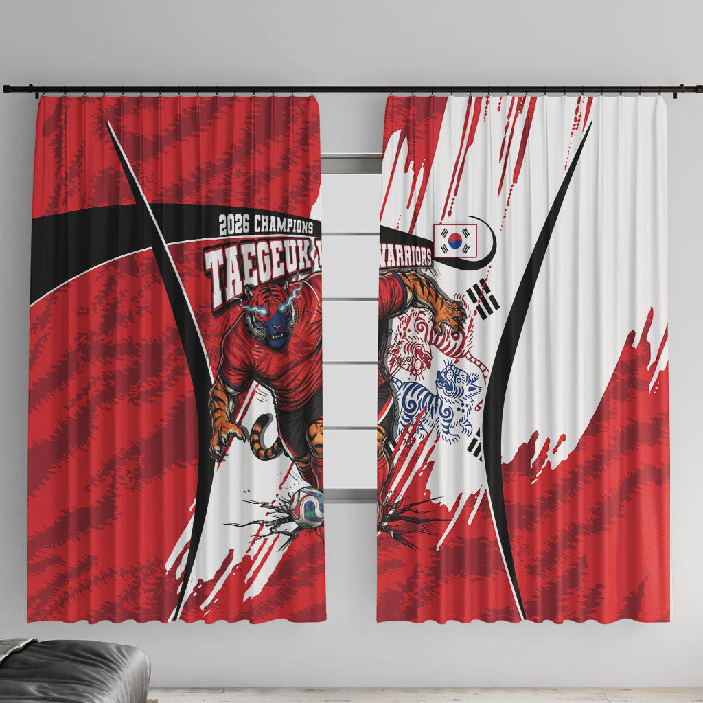 South Korea Football 2026 Champions Window Curtain Taegeuk Warriors Tiger Mascot - Traditional Korean Art Style